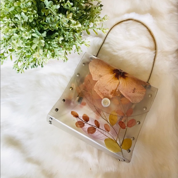 Handbags - Clear mini leave design tote bag
